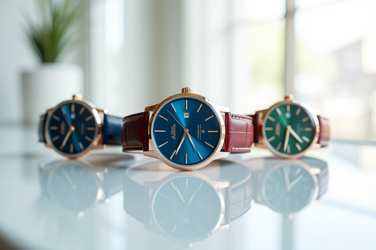 Collection de montres élégantes aux cadrans colorés