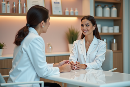Cosmetologue femme en consultation dans une clinique moderne