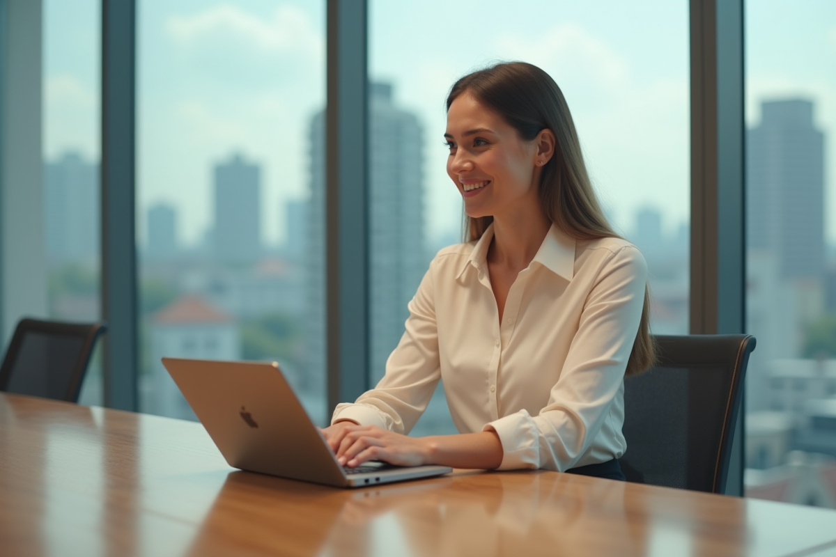 Femme professionnelle souriante lors d