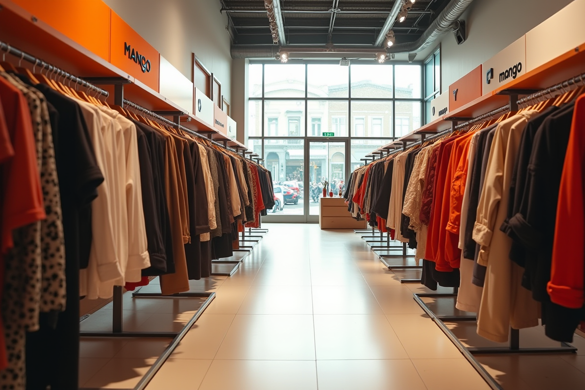 Intérieur bien organisé d un magasin Mango lumineux