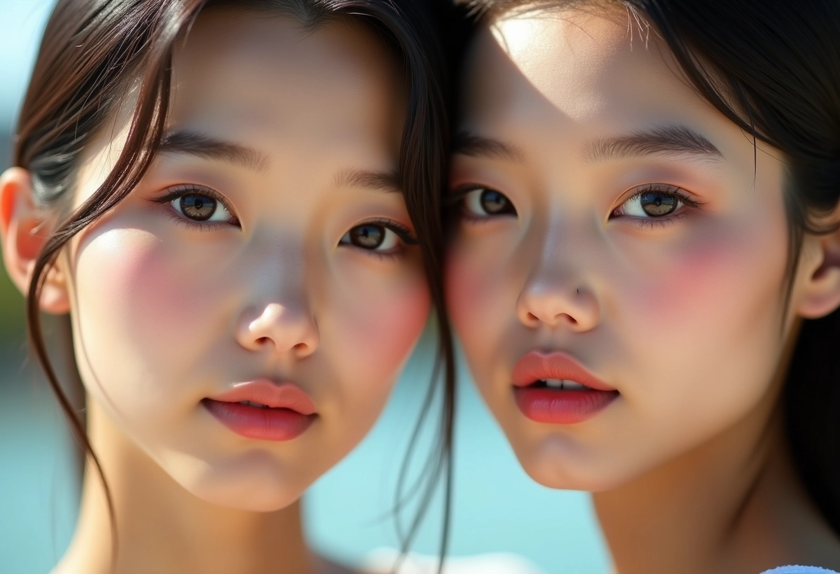 Jeunes femmes avec peau lumineuse et maquillage audacieux