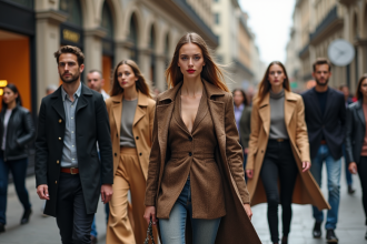 Jeunes adultes en mode lors de la fashion week en ville